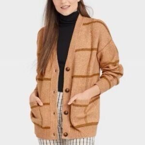 a new day Plaid Tan Cardigan Sweater